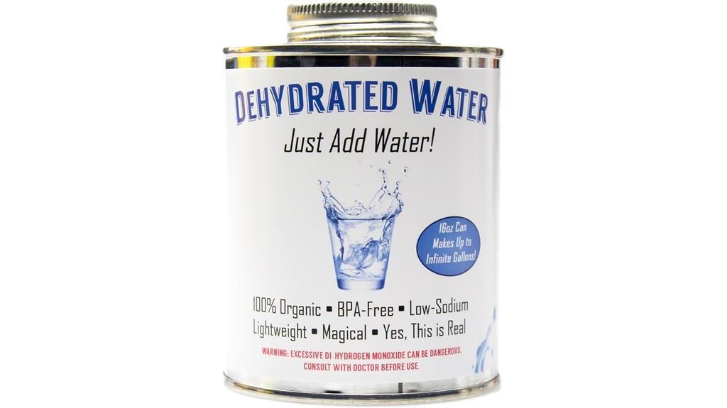 dehydrated water a novelty