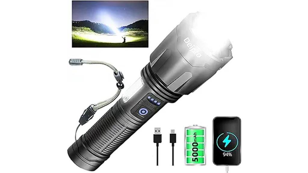 high lumens rechargeable flashlight