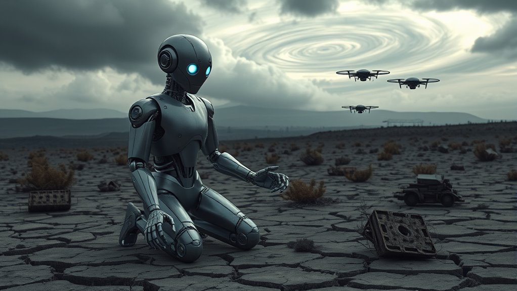 robots monitoring post apocalyptic climate