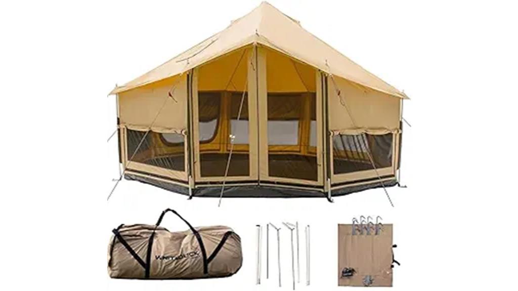 canvas tent with stove