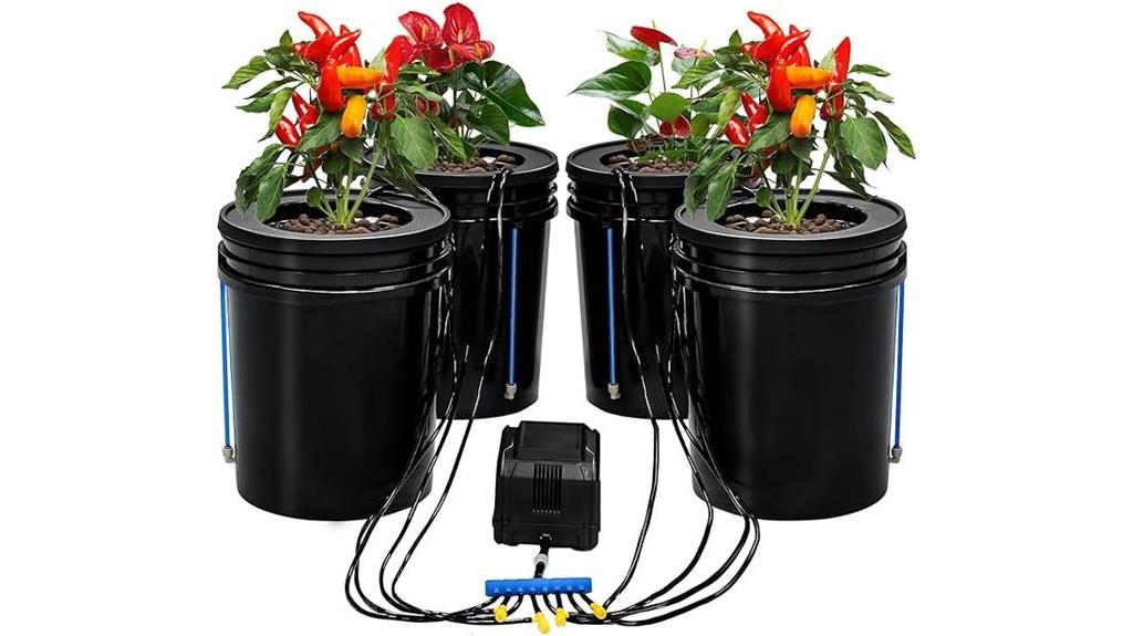 four bucket hydroponic system