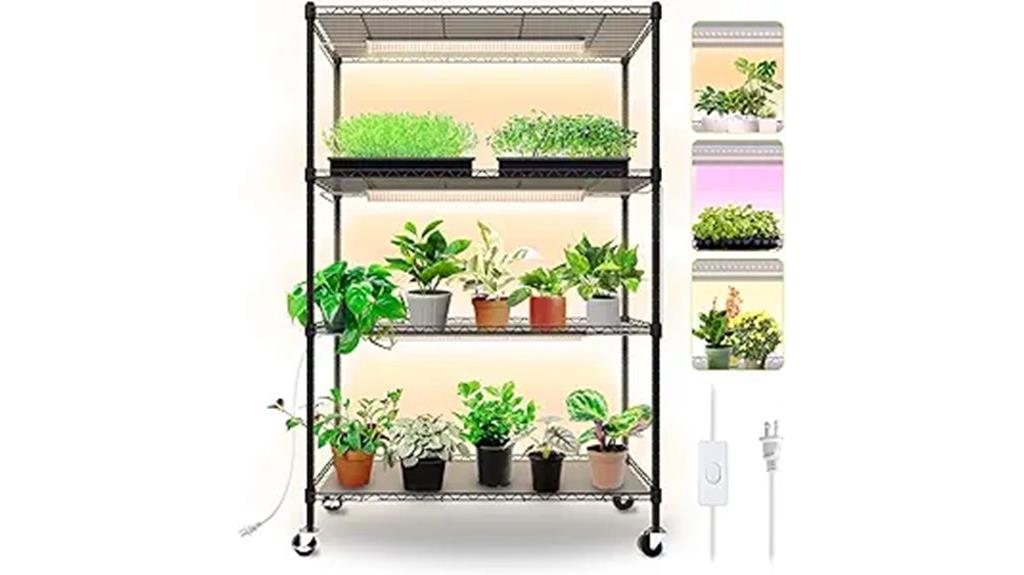 four tier grow light shelf