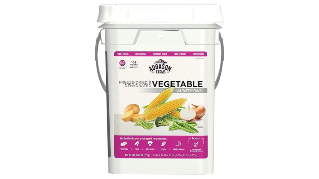 freeze dried vegetable storage container