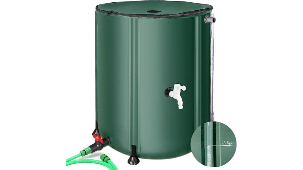 green 53 gallon rain barrel