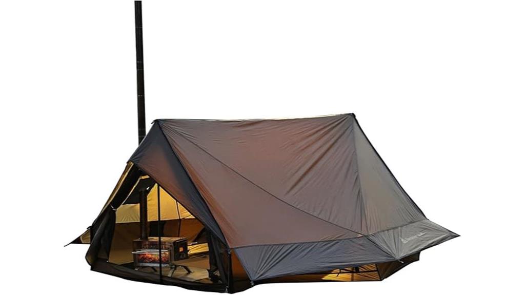 portable camping tent with stove outlet