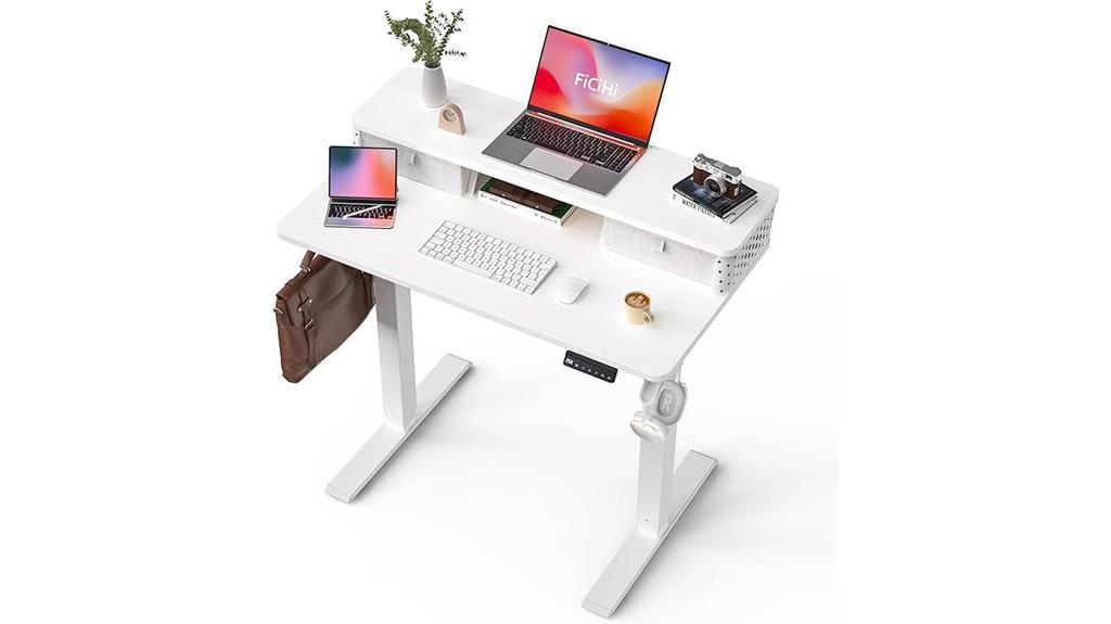 white adjustable standing desk
