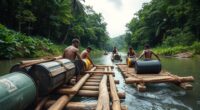 constructing rafts for water crossing