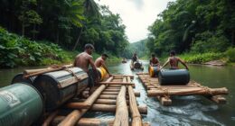 constructing rafts for water crossing