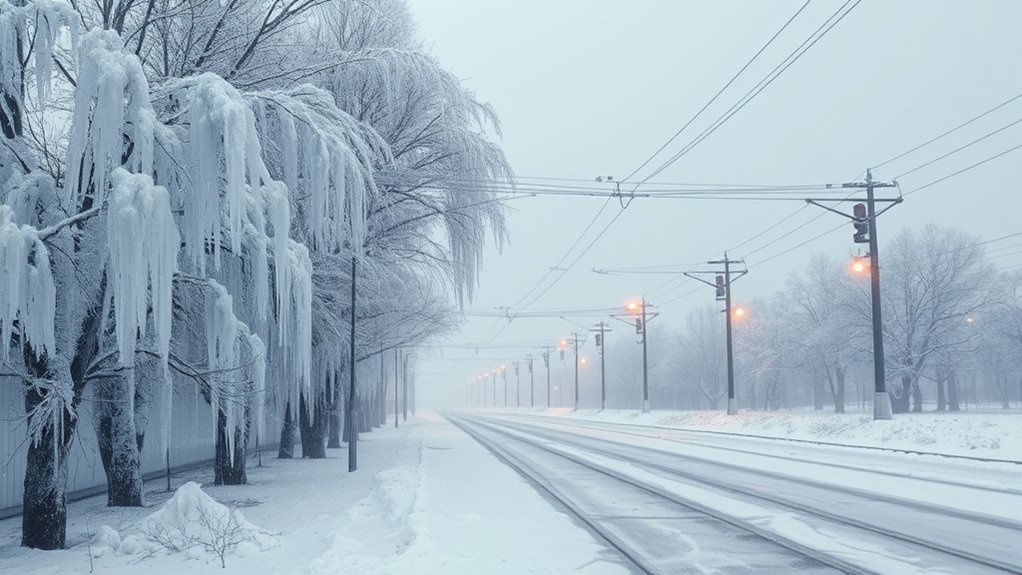 ice storms damage power lines