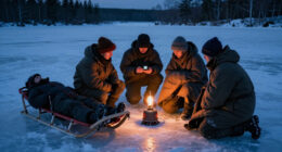 My Ice Fishing Buddies And I Got Trapped On The Water. One Of Us Didn’t Make It